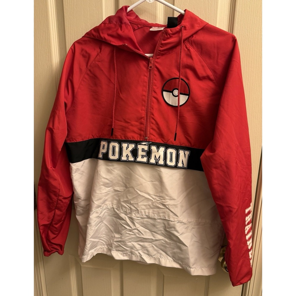 Pokémon Trainer Half Zip Windbreaker Jacket Hoodie Sz Small‎ Preowned